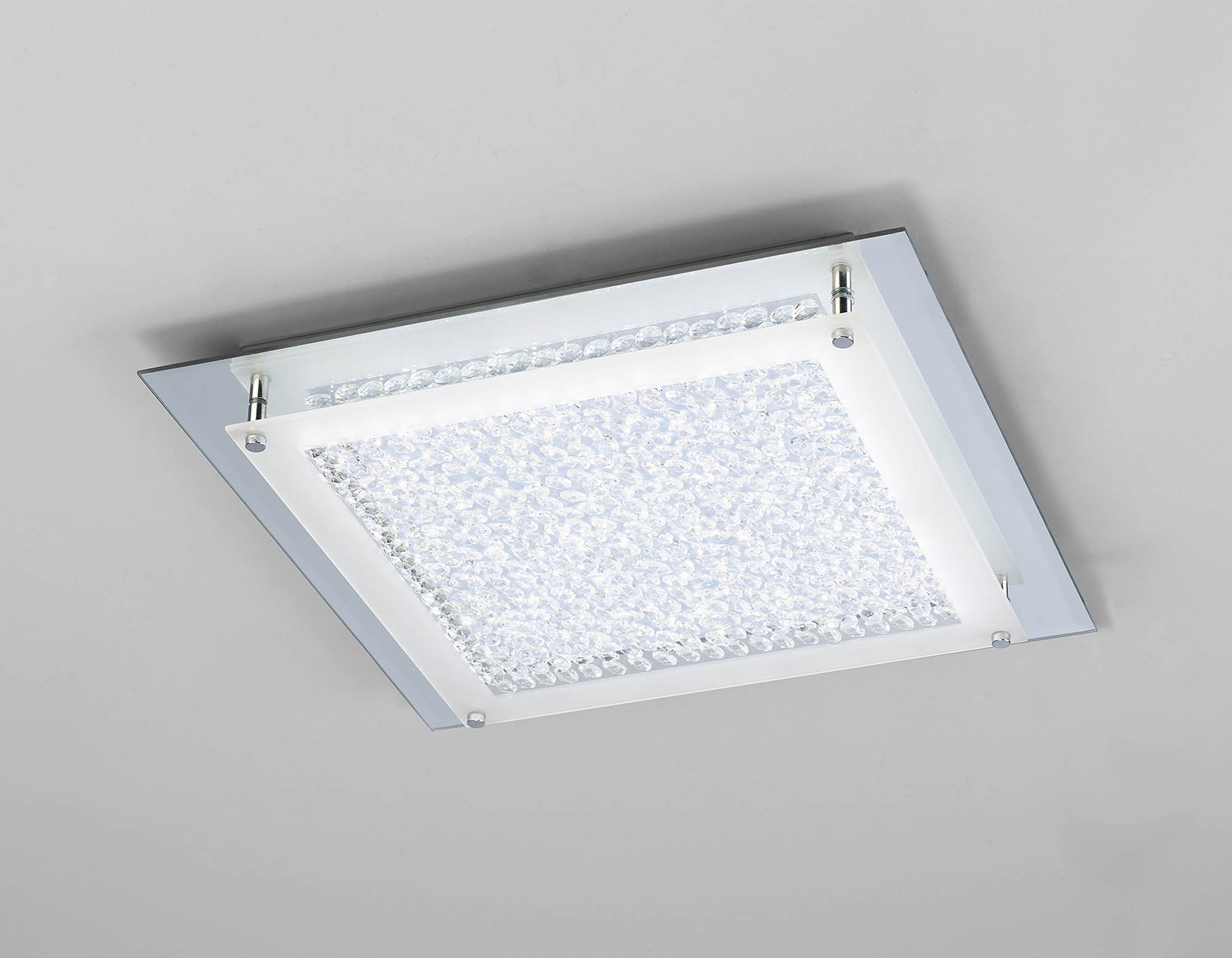 Cristal LED Crystal Ceiling Lights Mantra Ringed & Square Crystal Fittings